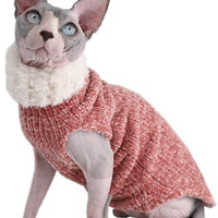 Kitipcoo Sphynx - Ropa de invierno para gatos, abrigo de pelo sintético cálido, abrigo de cuello alto para gatos, pijamas para gatos y perros pequeños, suéteres para gatos sin pelo - BESTMASCOTA.COM