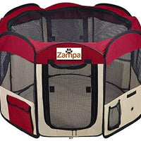 Zampa Portable Foldable Pet playpen Exercise Pen Kennel + Carrying Case for Larges Dogs Small Puppies/Cats | Indoor/Outdoor Use | Water Resistant - BESTMASCOTA.COM