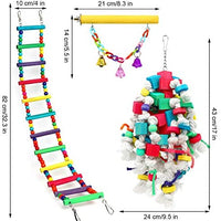 PETUOL Juguetes para columpio de pájaros, loros para masticar perchas colgantes con campanas, juguetes para amor, pájaros, guacamayos, cacatúas, periquitos, loro gris africano y otros pájaros grandes medianos y pequeños - BESTMASCOTA.COM