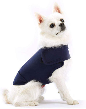 Furubaby Ansiedad Perro Abrigo una camisa Calm Down Perro Chaqueta para xs Pequeño Mediano Grande XL Perros | Color Sólido Azul Gris Verde Rosa Thunder Dog Wrap(Dark Blue) - BESTMASCOTA.COM