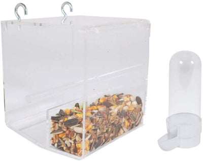 Kinekulle No Mess Bird Feeder for Cage with Hooks Small Comes with One Small Water/Feeder Dispenser - BESTMASCOTA.COM