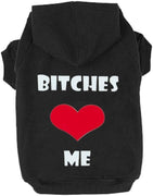 Sweater negro EXPAWLORER "BITCHES LOVE ME" con capucha forro polar para hombre, color negro - BESTMASCOTA.COM