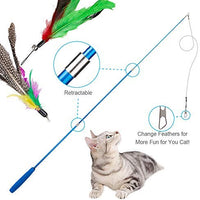 Juguete para gatos con plumas de JIARON, 2 piezas retráctiles de juguete para gatos y 10 piezas de repuesto con relleno de campana, temporizador interactivo y divertido ejercicio para gatos o gatos. - BESTMASCOTA.COM