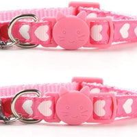 Stock Show - 2 collares de seguridad para gato, gatito, gatito, diseño de corazón, de nailon, con campana, para cumpleaños, San Valentín, Dressup - BESTMASCOTA.COM