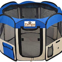 Zampa Portable Foldable Pet playpen Exercise Pen Kennel + Carrying Case for Larges Dogs Small Puppies/Cats | Indoor/Outdoor Use | Water Resistant - BESTMASCOTA.COM