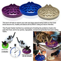 Tazón de alimentación lenta para gato | Tazón de alimentación lenta para mascotas | Lenta alimentación, ecológico de bambú duradero sin fibra tóxica, diseñado por veterinarios, diseño profesional (azul, púrpura, marfil) - BESTMASCOTA.COM