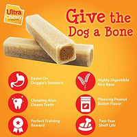 Ultra masticable: hueso de doble golosina, sabor a mantequilla de cacahuete, dulces para perros, base de arroz altamente digerible, promueve la placa y el control de tartartán, perfecto para entrenamiento, vida útil de dos años - BESTMASCOTA.COM