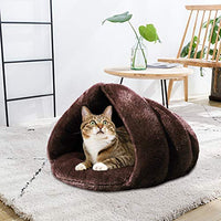 Mojonnie - Cama de gato con forro polar suave para calentar y calentar con forma de triángulo para gatos, invierno, mascotas - BESTMASCOTA.COM