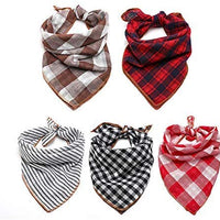 TRAVEL BUS Dog Bandana- 5pcs Washable Dog Bandanas Square Plaid Printing Dog Kerchief Set Scarf Accessories for Small to Large Dogs Cats Pets Reversible - BESTMASCOTA.COM