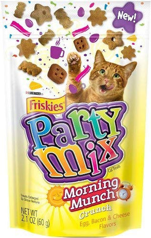 Purina Friskies Party Mix – Mañana Munch Crunch – Huevo, Bacon, queso Sabores 2.1 Onzas (Paquete de 3) - BESTMASCOTA.COM