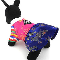 SELMAI Ethnic Dog Costume Korean Traditional Knot Pendant Norigae Hanbok Embroidery Silk Pet Clothes Outfit Color Dress for Small Puppies Large Cat Apparel Birthday Party Festival Celebration - BESTMASCOTA.COM