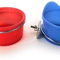 POPETPOP tazas de alimentación para pájaros para jaula, comida para mascotas y vaso de agua para pájaros con soporte de abrazadera para periquitos, loros, guacamayos, cacatúas, cacatúas, pájaros, pinzones, jaula de animales pequeños, 2 unidades - BESTMASCOTA.COM