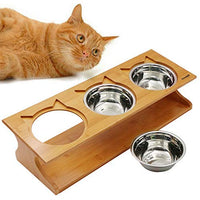 Petsoigné - Mesa de comedor para mascotas con soporte elevado de madera para mascotas, cuencos elevados con soporte oblicuo para comer más cómodamente para gatos, perros, gatitos y cachorros - BESTMASCOTA.COM