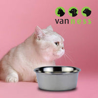 Pureness Cat Plato de acero inoxidable, 8 onzas, individual, Plateado - BESTMASCOTA.COM