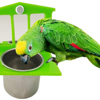 PIVBY - Juguete de espejo para pájaros con comedero de acero inoxidable para comida de loro y aves acuáticas - BESTMASCOTA.COM