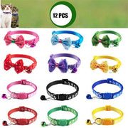 Yasma - Collar para gato con colgante de campana, 12 unidades, diseño de pajarita, de nailon, colores variados - BESTMASCOTA.COM