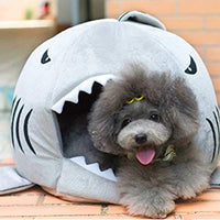 Grey Shark Bed for Small Cat Dog Cave Bed With  Removable Cushion,waterproof Bottom - BESTMASCOTA.COM