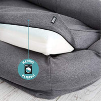 BarkBox - Cama de espuma viscoelástica para perro, alivio de articulaciones ortopédicas de felpa, 2 – 1 caja o cama de almohada, lavable a máquina + funda extraíble; forro impermeable, incluye juguete chirriador - BESTMASCOTA.COM