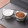 Y YHY cuencos elevados de cerámica para gatos, cuencos de agua o comida para gatos, platos dobles con soporte de metal, diseño de orejas de gato, 12 onzas - BESTMASCOTA.COM