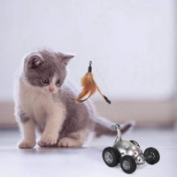 Juguete de plumas de gato SlowTon, forma de ratón, movimiento interactivo, automático, rata robótica, sonido, para gatitos, estimulación de instintos de caza de gatos, regalos divertidos para mascotas (no incluye batería) - BESTMASCOTA.COM