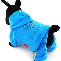 SMALLLEE_Lucky_STOE Pet Clothes Small Dog Cat Velvet Crown Jumpsuit Coat Hooide Pajamas Tracksuit - BESTMASCOTA.COM