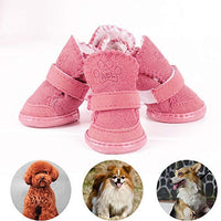 YILEGOU - Botas de nieve para perro, zapatos para cachorro, zapatos para pavimento caliente, con correas ajustables, suela antideslizante, protectores de patas para Teddy Chihuahua Poodle Cat rosa, paquete de 4 - BESTMASCOTA.COM