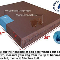 Dogbed4less Cama para perro de espuma viscoelástica prémium, ortopédica, forro impermeable, funda de tela vaquera duradera lavable y funda exterior de segunda calidad, 7 tamaños, color marrón - BESTMASCOTA.COM