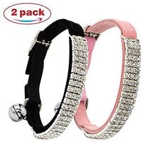 Collar ajustable seguro para gatos CHUKCHI de terciopelo suave Adorno ostentoso de diamante con campanas de 11 pulgadas para perros pequeños y gatos - BESTMASCOTA.COM