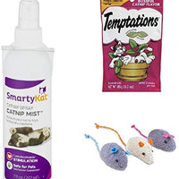 Smarty Kat Catnip Bundle, smartykat Catnip Niebla 7 oz., 2 smartykat Skitter Critters Catnip ratones & 1 tentaciones Blissful Catnip Sabor Treats 3 oz - BESTMASCOTA.COM