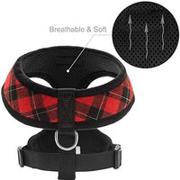 PUPTECK Arnés de malla suave para perro con correa – Chaleco de paseo acolchado a cuadros ajustable para cachorro sin arneses – Chaleco para mascotas - BESTMASCOTA.COM