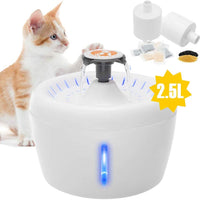 Fuente de agua para gatos – 2,5 l ultra silenciosa automática fuente de agua para mascotas dispensador de agua para perro con doble sistema de filtración, cuenco de agua con luz LED para gatos y perros disfrutando de beber, filtro de repuesto - BESTMASCOTA.COM