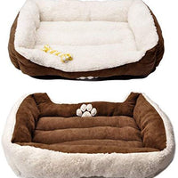Long Rich Reversible Rectangle Pet Bed Dog Bed with Dog Paw Embroidery,Medium size, by Happycare Textiles - BESTMASCOTA.COM