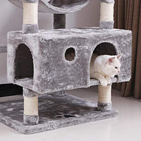 BEWISHOME MMJ03 - Hamaca grande para gatos con postes de sisal para arañar perchas, muebles de torre para gatos, centro de actividades para gatitos - BESTMASCOTA.COM