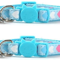 Stock Show - 2 collares de seguridad para gato, gatito, gatito, diseño de corazón, de nailon, con campana, para cumpleaños, San Valentín, Dressup - BESTMASCOTA.COM