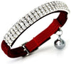 Collar ajustable seguro para gatos CHUKCHI de terciopelo suave Adorno ostentoso de diamante con campanas de 11 pulgadas para perros pequeños y gatos - BESTMASCOTA.COM