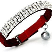 Collar ajustable seguro para gatos CHUKCHI de terciopelo suave Adorno ostentoso de diamante con campanas de 11 pulgadas para perros pequeños y gatos - BESTMASCOTA.COM