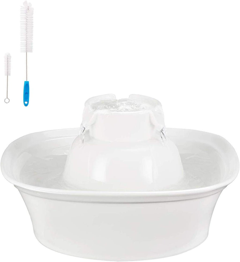 Aurora - Fuente de cerámica para gatos y mascotas, fuente de agua higiénica y fácil de limpiar, ultra silenciosa, resistente a los arañazos, dispensador de agua para gatos con filtro de carbono activado y prefiltro de espuma de esponja - BESTMASCOTA.COM