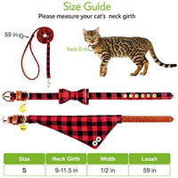 EXPAWLORER Juego de collar y correa para perro, clásico, a cuadros, ajustable, bandana y collares con campana para cachorros y gatos, 3 unidades - BESTMASCOTA.COM