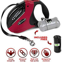 Beastron - Correa retráctil para perro, de nailon extralargo, de 16 pies, para perros medianos a grandes, hasta 110 libras, con un botón de cierre y rotura, bolsa de residuos y dispensador incluidos - BESTMASCOTA.COM