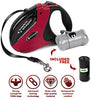 Beastron - Correa retráctil para perro, de nailon extralargo, de 16 pies, para perros medianos a grandes, hasta 110 libras, con un botón de cierre y rotura, bolsa de residuos y dispensador incluidos - BESTMASCOTA.COM