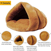 Mojonnie - Cama de gato con forro polar suave para calentar y calentar con forma de triángulo para gatos, invierno, mascotas - BESTMASCOTA.COM