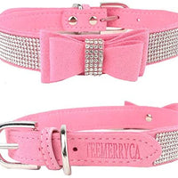 Teemerryca - Collar, diseño de lazo con brillantes, color rosa - BESTMASCOTA.COM