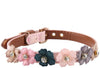 Axgo - Collar ajustable de piel sintética para gato, diseño de margaritas y diamantes de imitación, 0.5 x 13.4 in, color rosa - BESTMASCOTA.COM