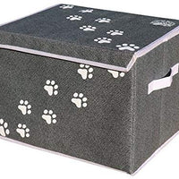 Feline Ruff - Caja de almacenamiento para juguetes de perro, tamaño grande Cesta de almacenamiento de juguetes para mascotas de 16.0 x 12.0 in con tapa. Cubo de lona plegable perfecto para juguetes y accesorios de gato. - BESTMASCOTA.COM