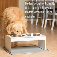 PetFusion - Cuencos elevados para perros, cuencos para gatos (4 pulgadas, 8 pulgadas de altura), bambú con sello resistente al agua. Cuencos elevados de acero inoxidable de grado alimenticio de EE. UU. - BESTMASCOTA.COM