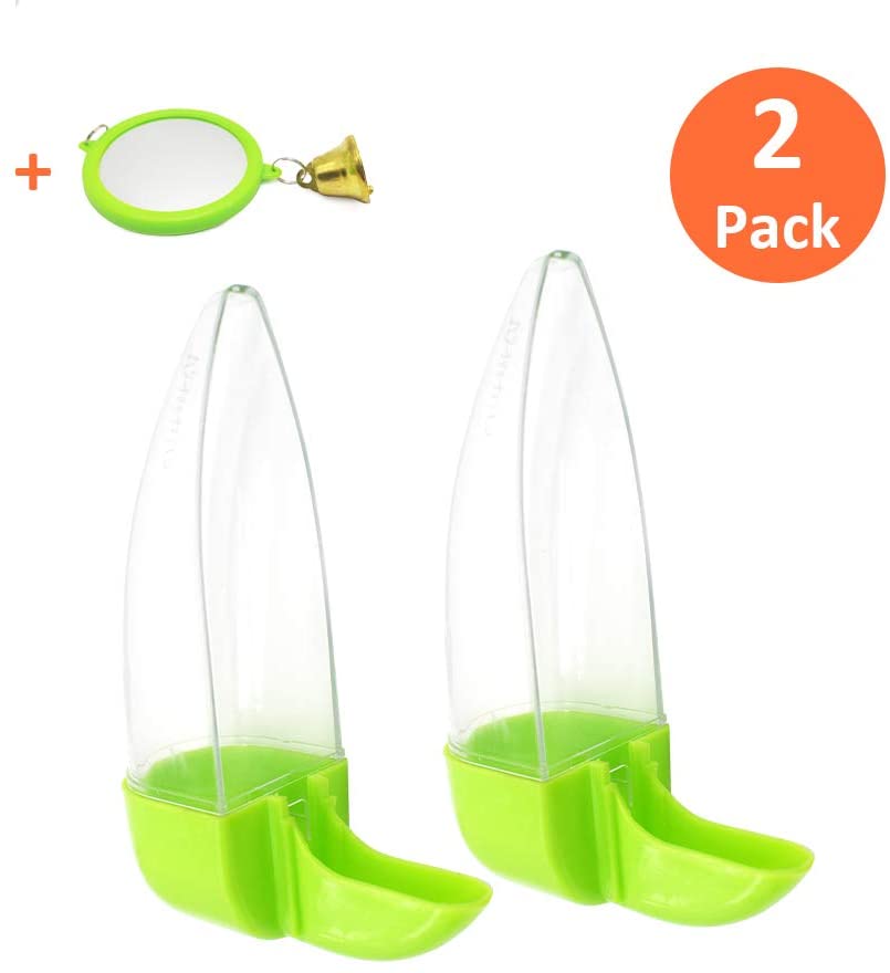 Jmxu's Bird Feeder and Drinker Set, Clear Plastic Seed &Water Dispenser, 7 Days Capacity, Fits Most Cage, Automatic Feeding for Parrot Parakeets Canaries Finches Budgie (2 Pack) - BESTMASCOTA.COM