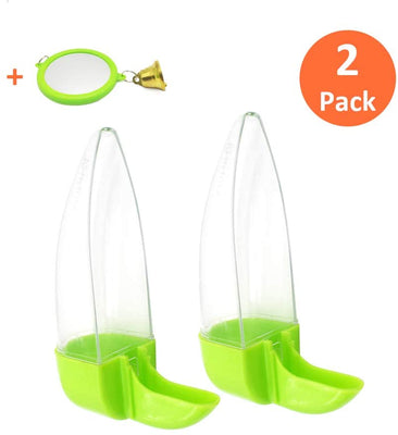 Jmxu's Bird Feeder and Drinker Set, Clear Plastic Seed &Water Dispenser, 7 Days Capacity, Fits Most Cage, Automatic Feeding for Parrot Parakeets Canaries Finches Budgie (2 Pack) - BESTMASCOTA.COM