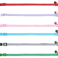 EXPAWLORER 6 Pcs Wave Point Adjustable Cat Collars Colorful Nylon Breakaway Safety Pet Collar with Bells - BESTMASCOTA.COM