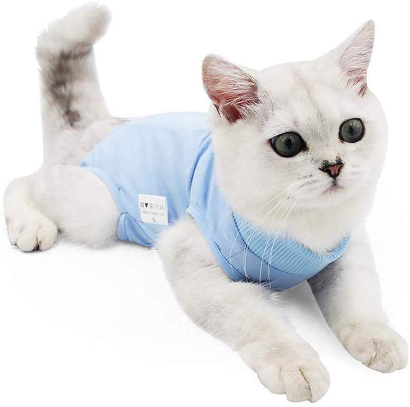 Coppthinktu - Traje de recuperación de gatos para heridas abdominales o enfermedades de la piel, transpirable E-Collar Alternativa para gatos y perros, después de cirugía desgaste anti lamer heridas - BESTMASCOTA.COM