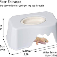Reptile Hide Cave Box Lizards Hábitat con fregadero Aumenta la humedad y el suministro de agua Hideout para lagos, tortugas, reptiles, anfibios, serpiente pequeña - BESTMASCOTA.COM